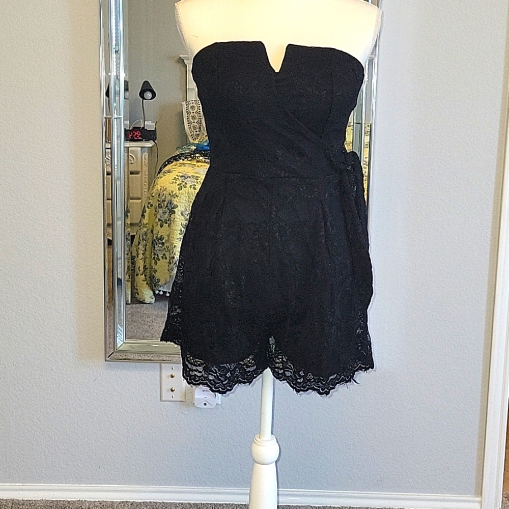 Jun Ivy Black Lace Romper, Size S
